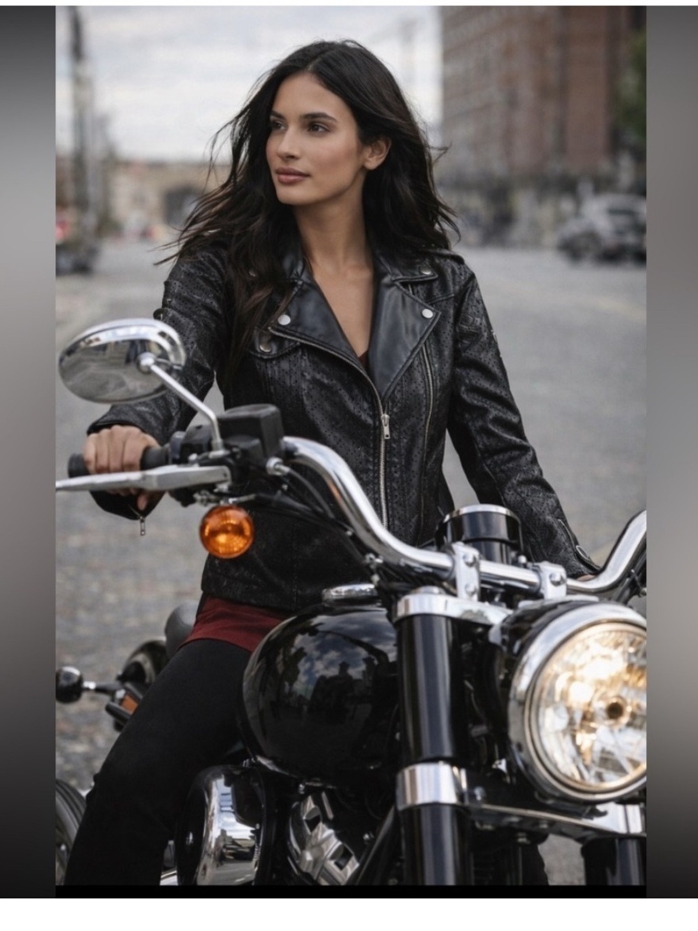 American Eagle  faux leather motto biker jacket